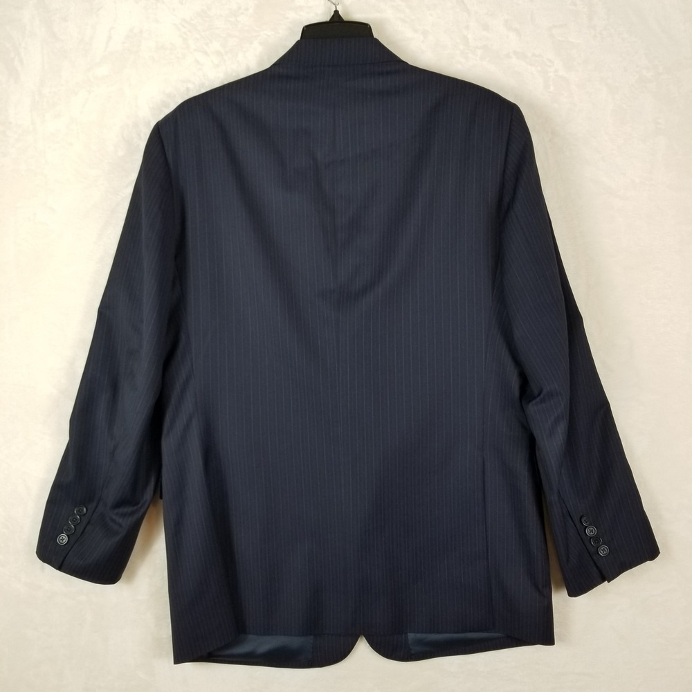 Ermenegildo Zegna Blazer Mens 42 R US 32 R Navy Blue‎ Pinstripe Wool Silk  Italy - Picture 2 of 10